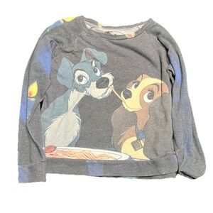 Disney Gray Sweatshirt with Blue and Yellow Candle Design